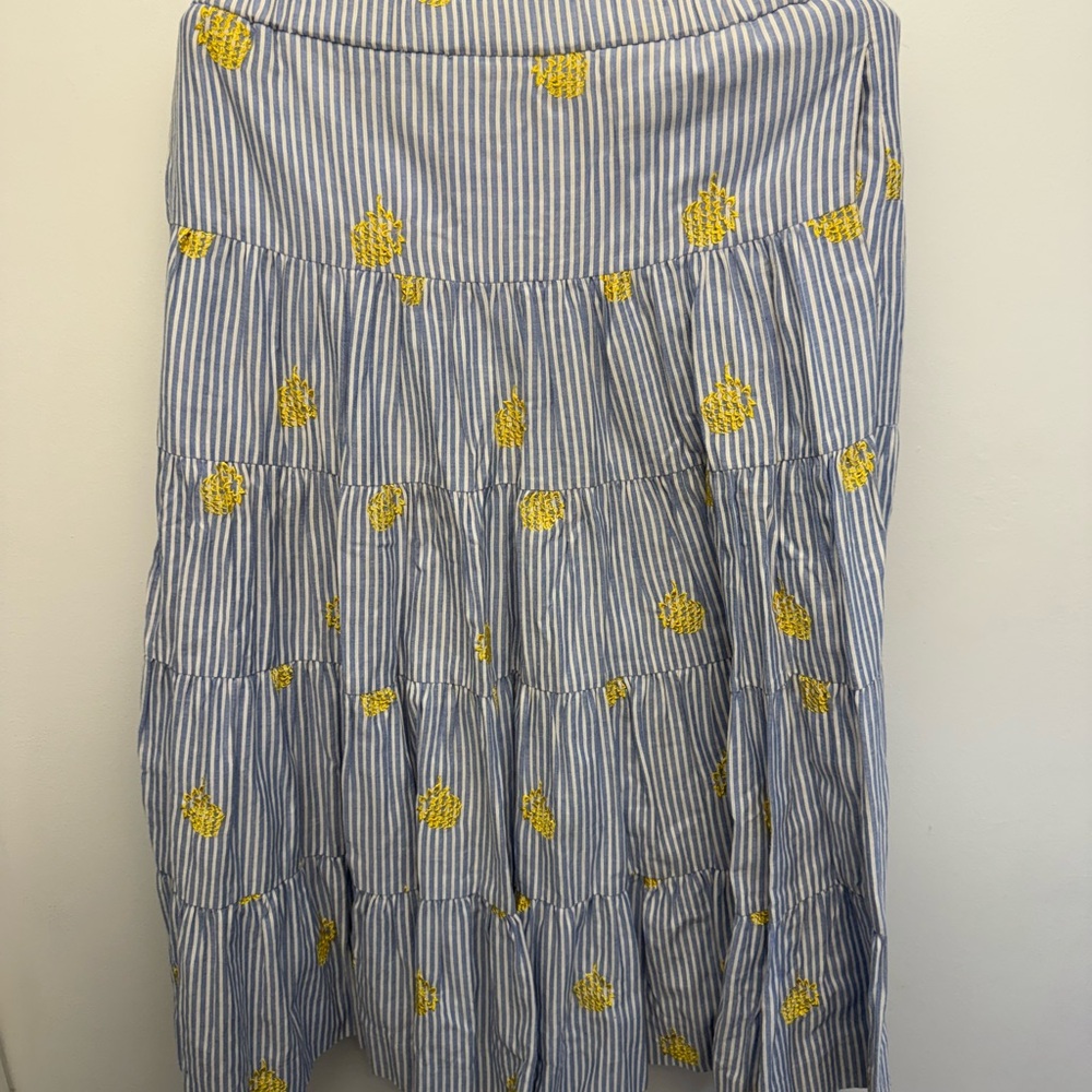 J. Crew Blue and Yellow Striped Midi Skirt